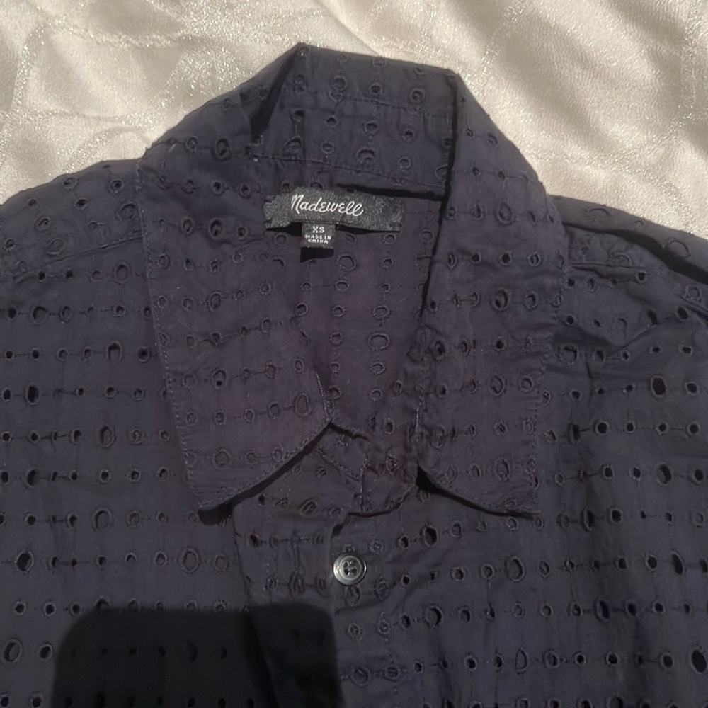 Madewell Womens Sz XS eyelet courier Button shirt